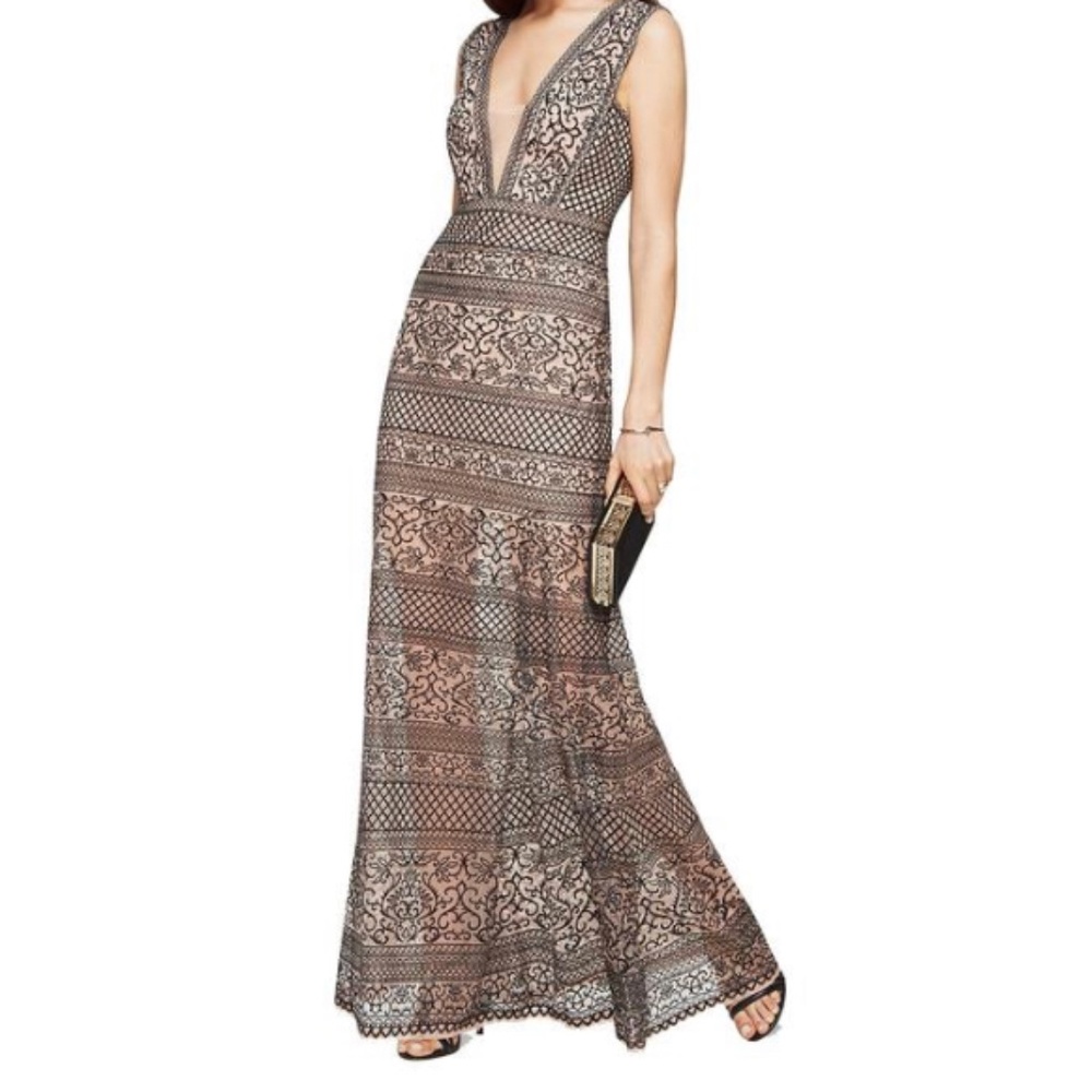 BCBGMaxazria Beige Black Aurora Dress